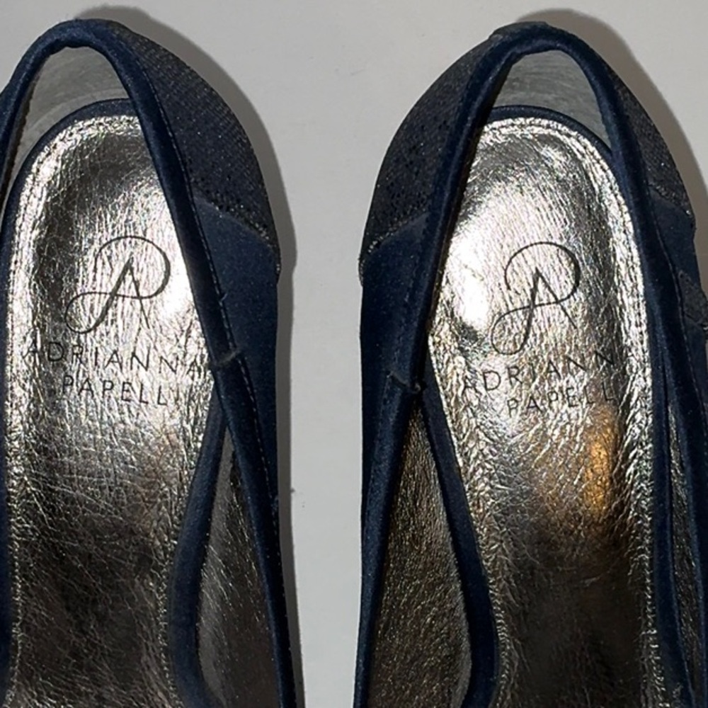Adrianna Papell, Blue Sparkly Peekaboo toe Heels, Sz 7 - Picture 9 of 9